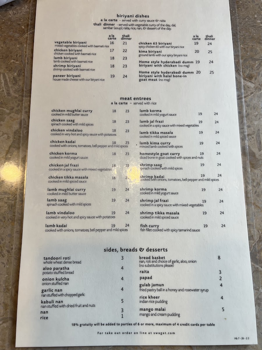 Menu Swagat Indian Cuisine - Hillsboro-10